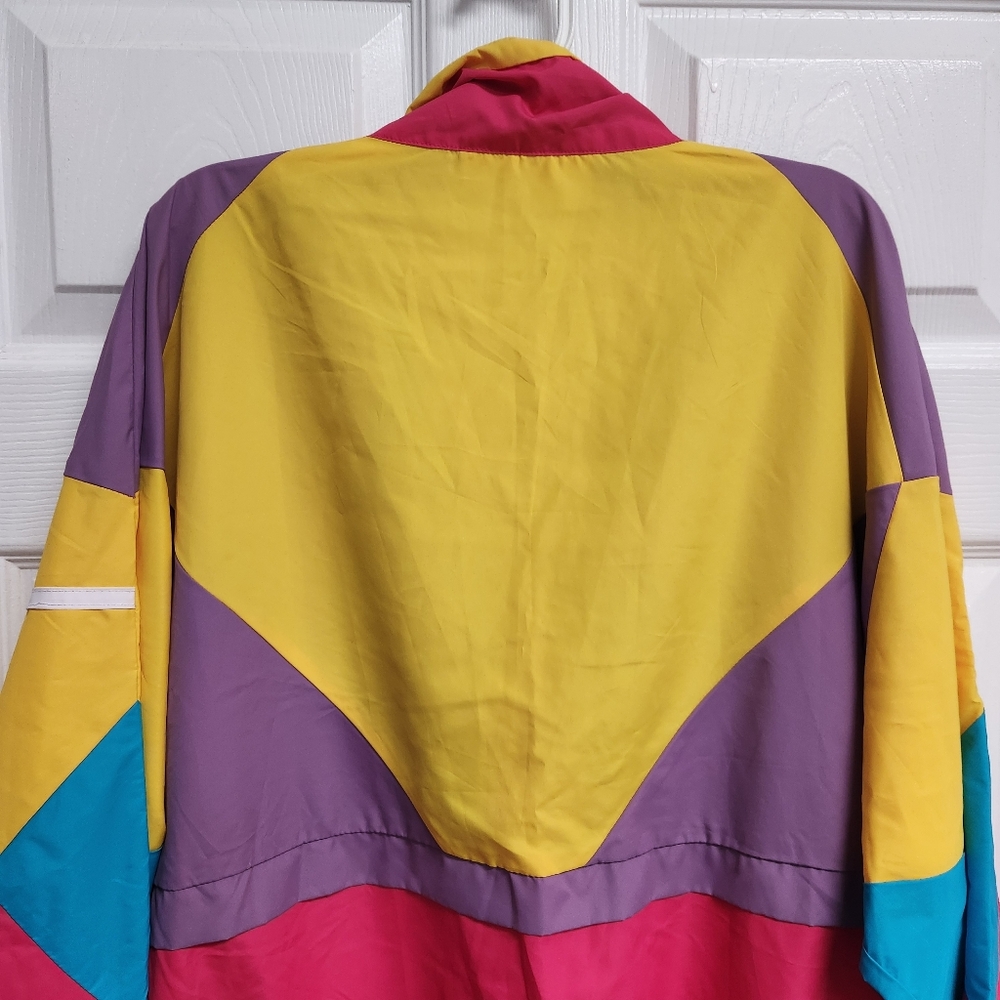 Funny Guy Retro 1980 Zip up Windbreaker. Colorblock With Zipper Pockets M - Picture 7 of 11